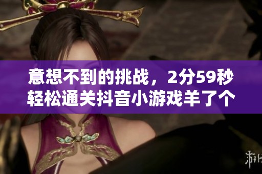 意想不到的挑战，2分59秒轻松通关抖音小游戏羊了个羊