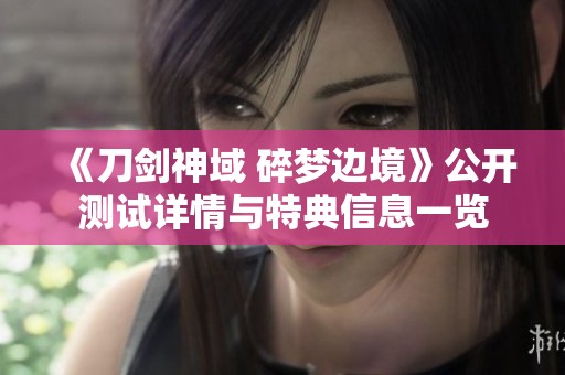 《刀剑神域 碎梦边境》公开测试详情与特典信息一览