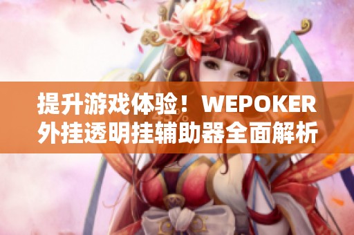 提升游戏体验！WEPOKER外挂透明挂辅助器全面解析与使用技巧