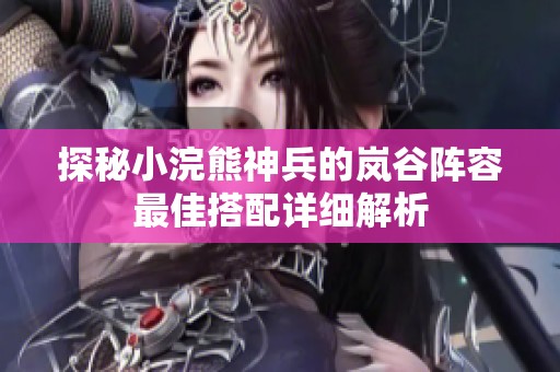 探秘小浣熊神兵的岚谷阵容最佳搭配详细解析