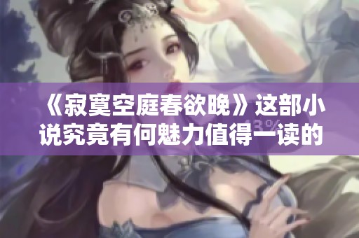 《寂寞空庭春欲晚》这部小说究竟有何魅力值得一读的深刻分析