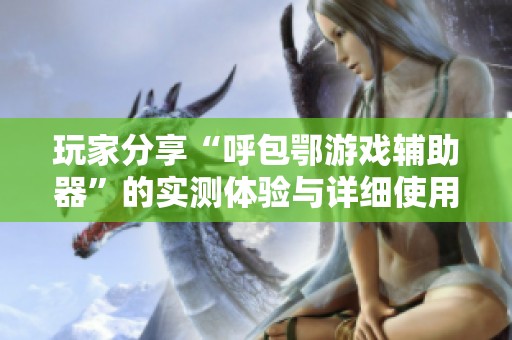 玩家分享“呼包鄂游戏辅助器”的实测体验与详细使用教程