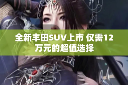 全新丰田SUV上市 仅需12万元的超值选择