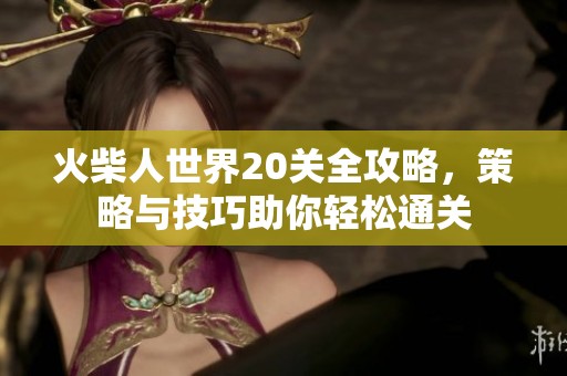 火柴人世界20关全攻略，策略与技巧助你轻松通关