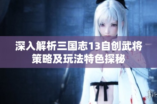 深入解析三国志13自创武将策略及玩法特色探秘