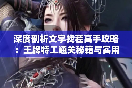 深度剖析文字找茬高手攻略：王牌特工通关秘籍与实用技巧全解析
