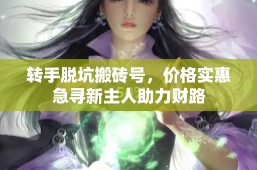 转手脱坑搬砖号，价格实惠急寻新主人助力财路